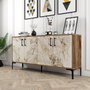 Hanah Home Consola Kiev 160 Nogal y Mármol Blanco
